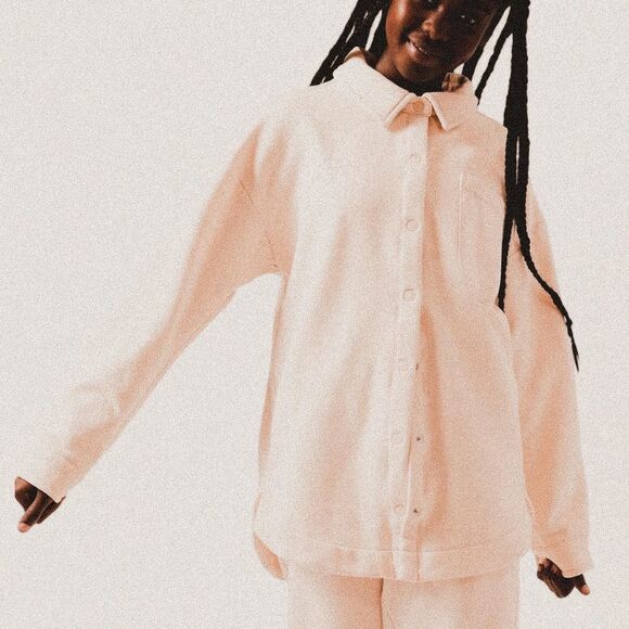 Athleta Girl RetroActive Oversized Shacket Cream Neutral Streetwear sz 16 - Picture 1 of 8